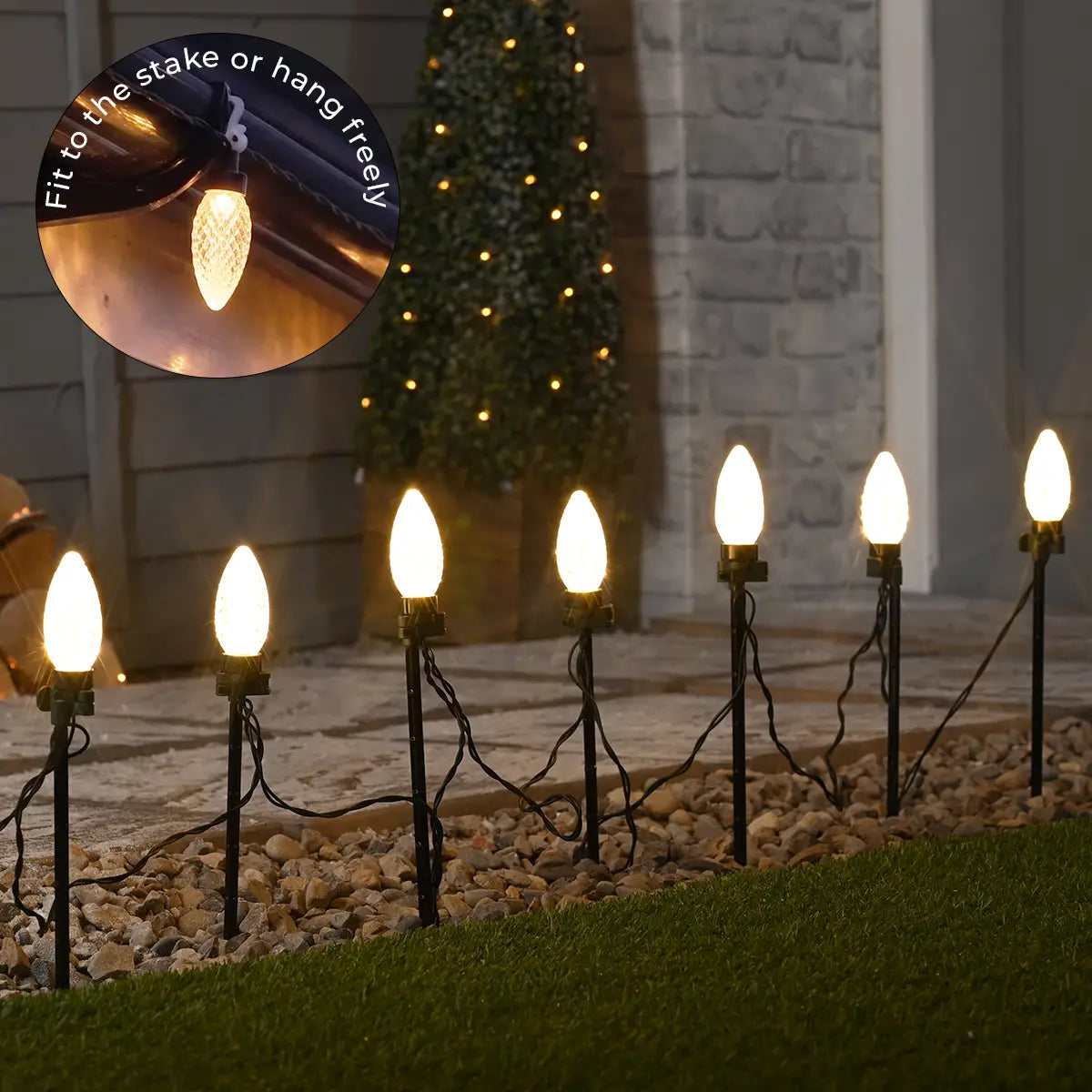 10 Colour Changing LED Cone Christmas Stake Lights 36cm