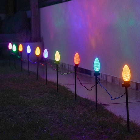 10 Colour Changing LED Cone Christmas Stake Lights 36cm
