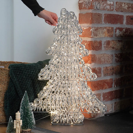 60cm LED Tree Outdoor Christmas Decoration Silver Twist