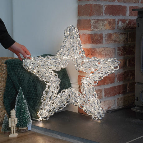 50cm LED Star Light Outdoor Christmas Decoration Silver Twist