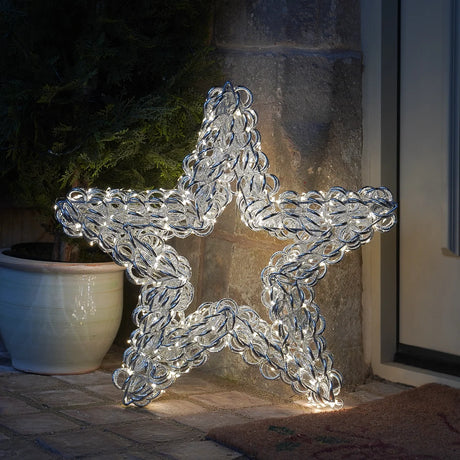 50cm LED Star Light Outdoor Christmas Decoration Silver Twist