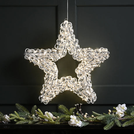 50cm LED Star Light Outdoor Christmas Decoration Silver Twist