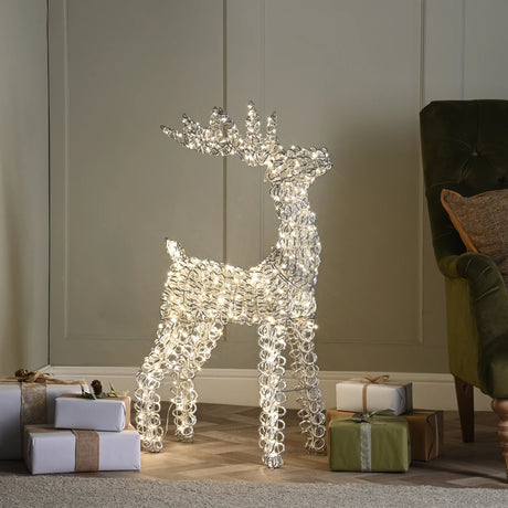 Outdoor Light up Reindeer Christmas Figure Silver Twist