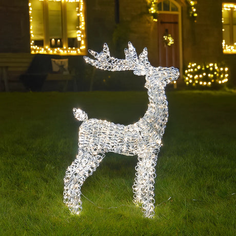 Outdoor Light up Reindeer Christmas Figure Silver Twist