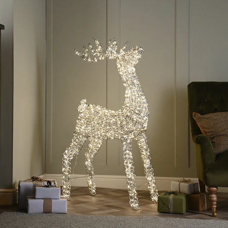 Outdoor Light up Reindeer Christmas Figure Silver Twist