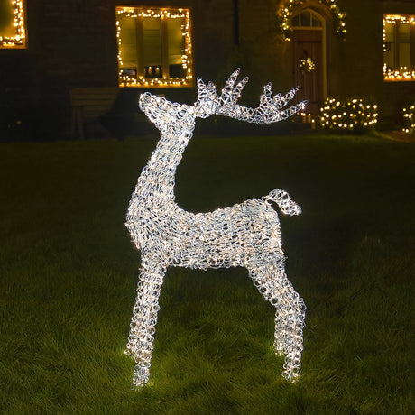 Outdoor Light up Reindeer Christmas Figure Silver Twist