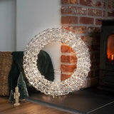 50cm LED Outdoor Wreath Christmas Light Silver Twist