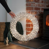 50cm LED Outdoor Wreath Christmas Light Silver Twist