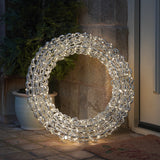 50cm LED Outdoor Wreath Christmas Light Silver Twist