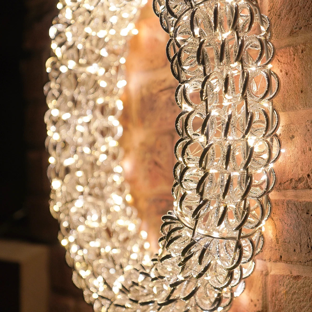 50cm LED Outdoor Wreath Christmas Light Silver Twist