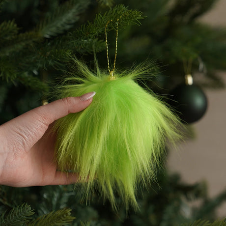 Grinch Christmas Bauble Faux Fur Decoration