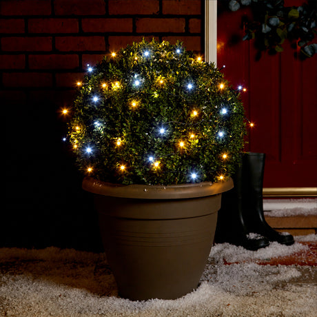 50 LED Outdoor Battery Fairy Lights Green Cable 4.9m