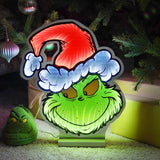 Grinch with Santa Hat Infinity Christmas Light 40cm