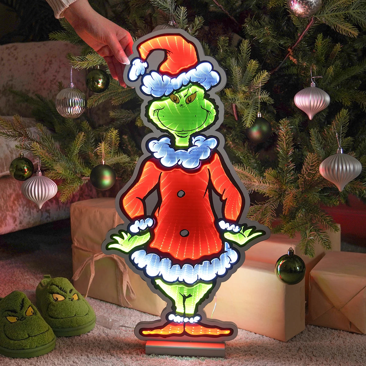 Infinity Grinch Santa Hat Christmas Light 60cm