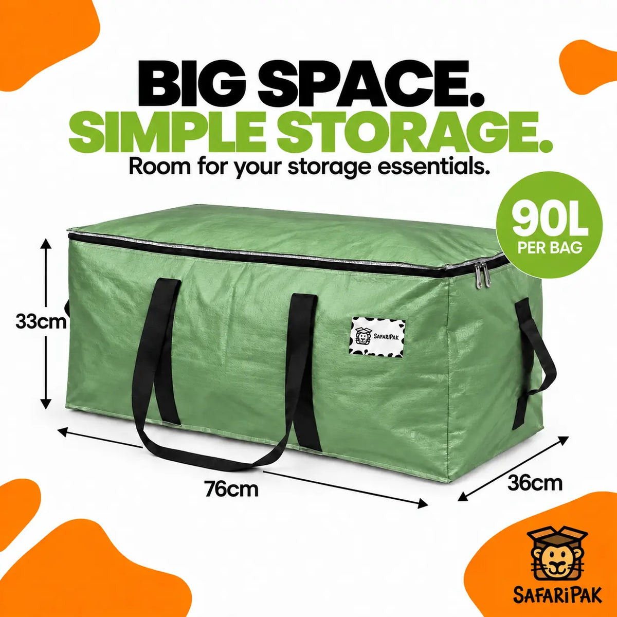 90L Heavy-Duty Moving & Storage Bags – Reusable Packing Bags with Carry Handles