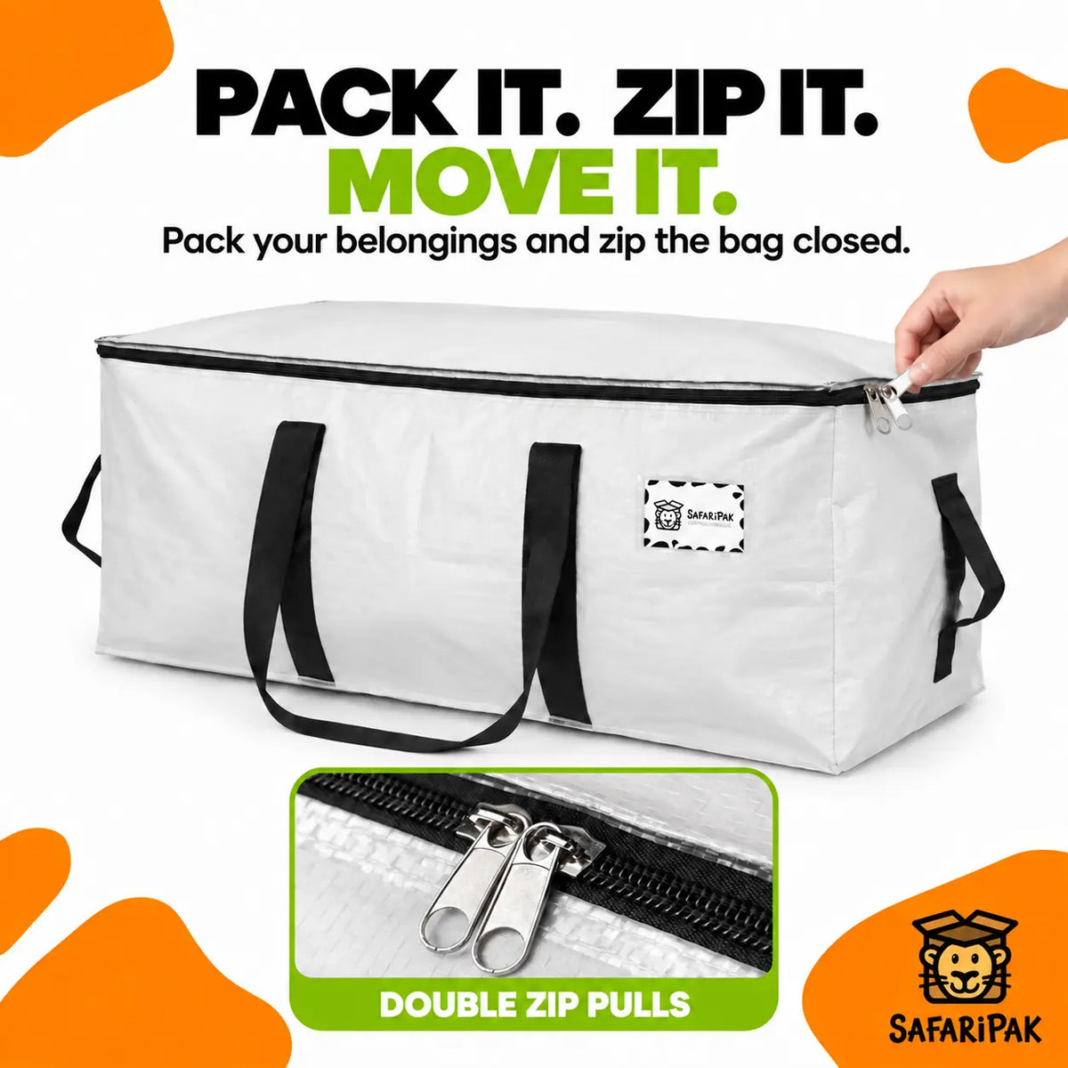 90L Heavy-Duty Moving & Storage Bags – Reusable Packing Bags with Carry Handles