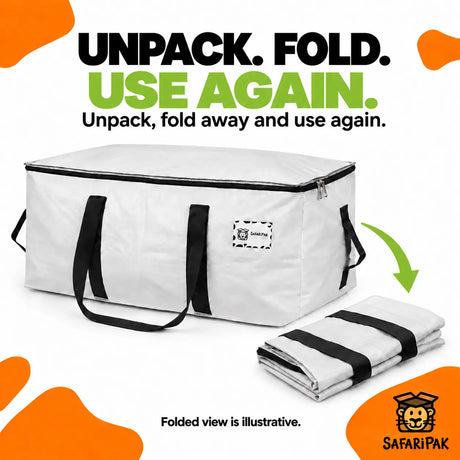 90L Heavy-Duty Moving & Storage Bags – Reusable Packing Bags with Carry Handles