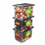 3 x Stackable Plastic Storage Boxes with Lids