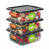 3 x Underbed Stackable Plastic Storage Boxes with Lids