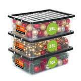 3 x Underbed Stackable Plastic Storage Boxes with Lids