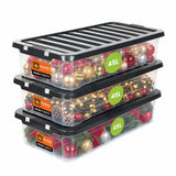 3 x Underbed Stackable Plastic Storage Boxes with Lids