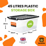 3 x Stackable Plastic Storage Boxes with Lids