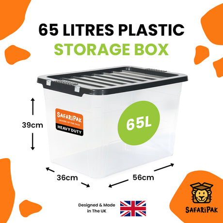 3 x Stackable Plastic Storage Boxes with Lids