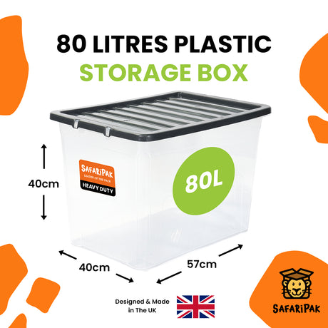 3 x Stackable Plastic Storage Boxes with Lids