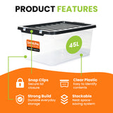 3 x Stackable Plastic Storage Boxes with Lids