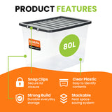 3 x Stackable Plastic Storage Boxes with Lids