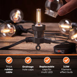 Connectable Festoon Lights with G50 Filament Effect Bulbs on Black Rubber Cable