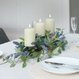 Navy Berry Christmas Wreath Candle Holder Table Decoration