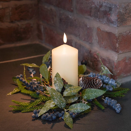 Navy Berry Wreath Candle Ring Christmas Table Decoration