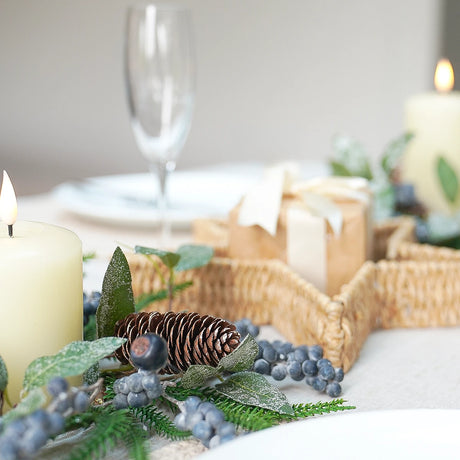 Navy Berry Wreath Candle Ring Christmas Table Decoration
