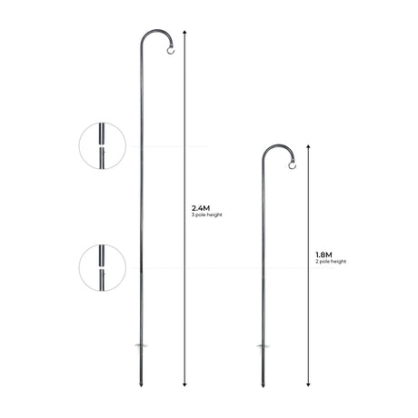 10 Pack 1.8m or 2.4m Steel Shepherd's Crook Festoon Pole