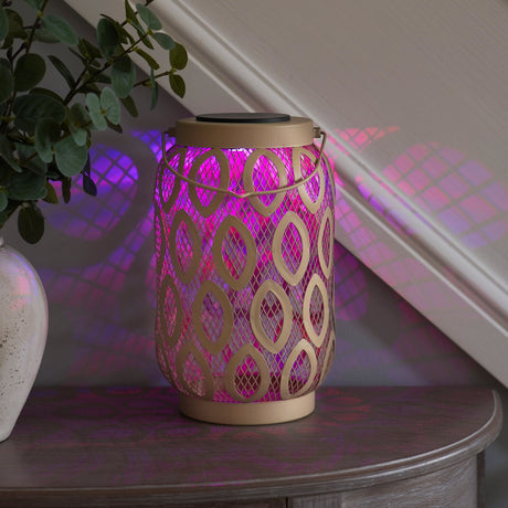 Battery Metal Hanging Table Lantern, White and Colour Changing LEDs