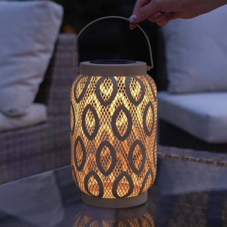 26cm Solar Metal Hanging Table Lantern, White, Warm White and Colour Changing LEDs