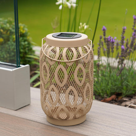 26cm Solar Metal Hanging Table Lantern, White, Warm White and Colour Changing LEDs
