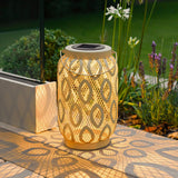 26cm Solar Metal Hanging Table Lantern, White, Warm White and Colour Changing LEDs