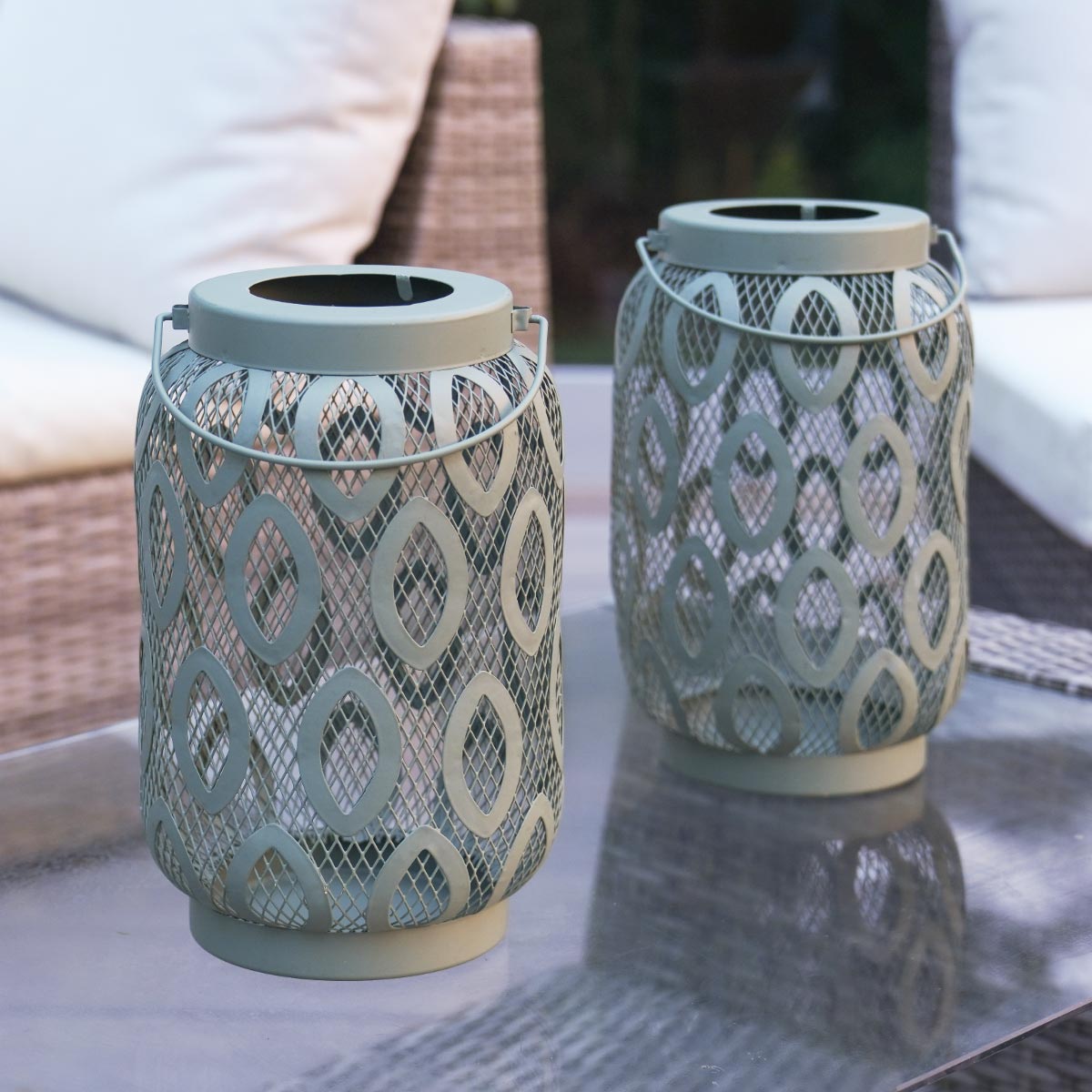 Indoor and Outdoor Metal Garden Table Lantern, 26cm