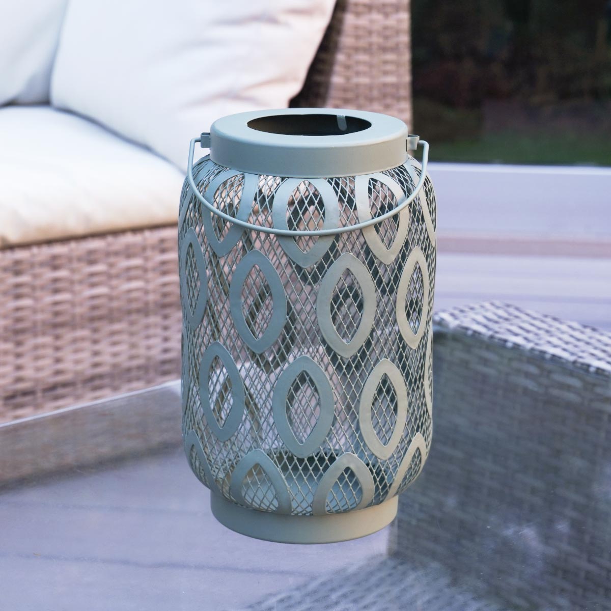 Indoor and Outdoor Metal Garden Table Lantern, 26cm