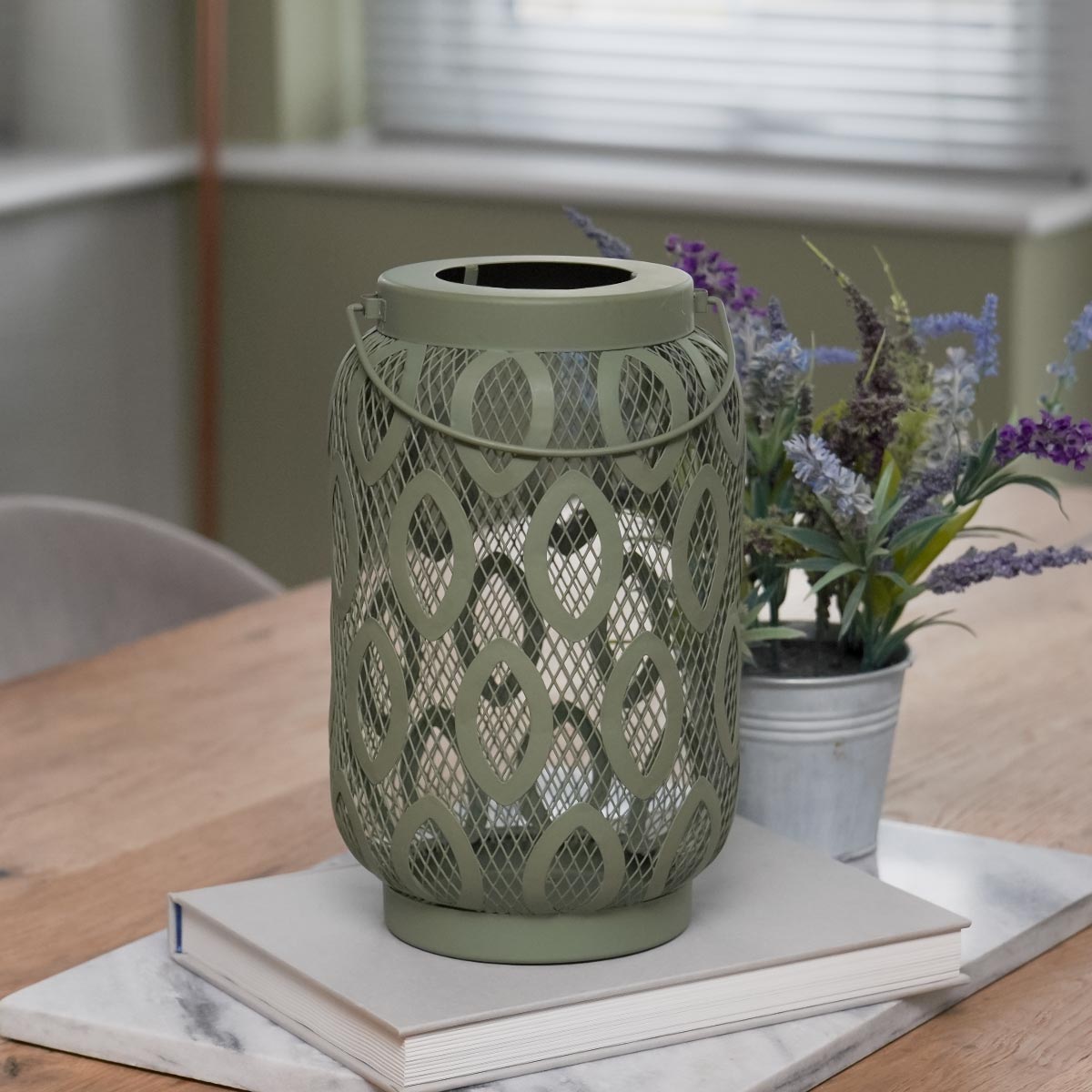 Indoor and Outdoor Metal Garden Table Lantern, 26cm