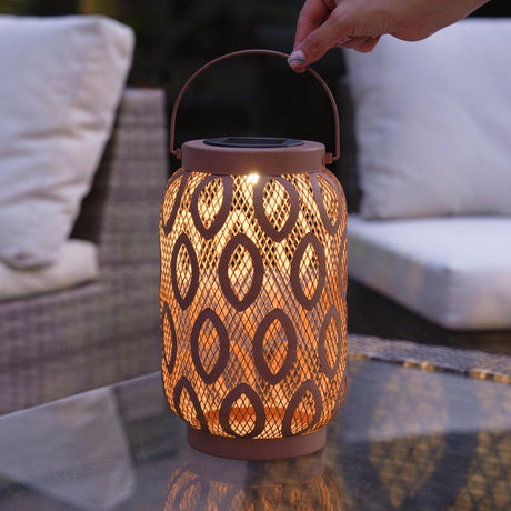 26cm Solar Metal Hanging Table Lantern, White, Warm White and Colour Changing LEDs