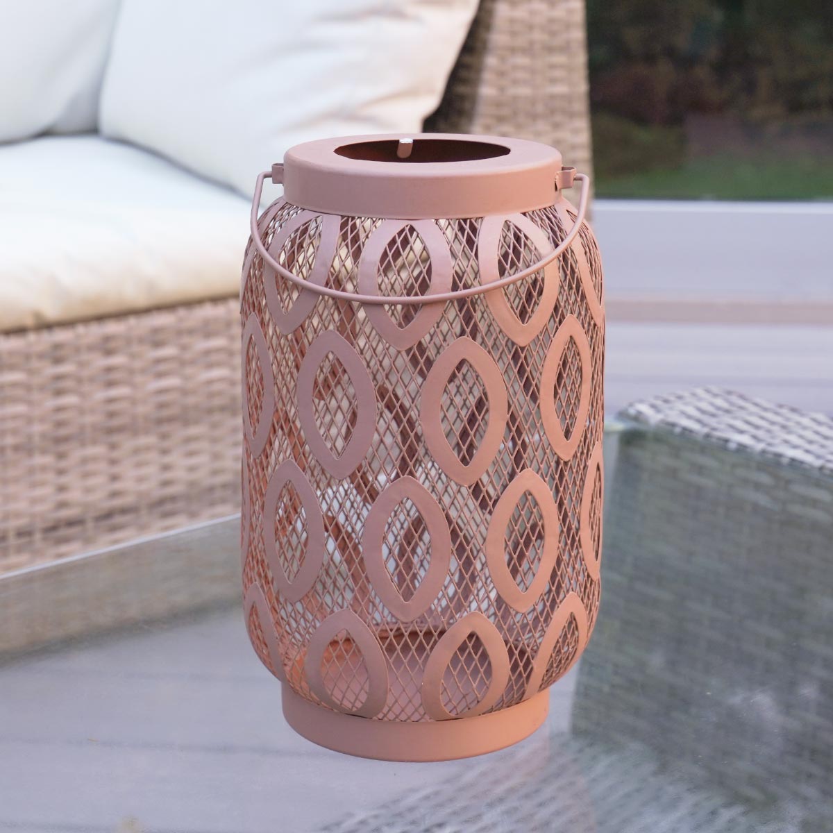 Indoor and Outdoor Metal Garden Table Lantern, 26cm