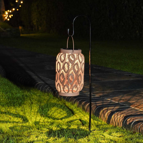 26cm Solar Metal Hanging Table Lantern, White, Warm White and Colour Changing LEDs