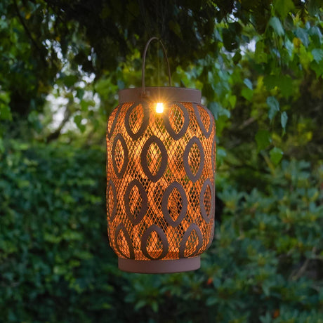 26cm Solar Metal Hanging Table Lantern, White, Warm White and Colour Changing LEDs