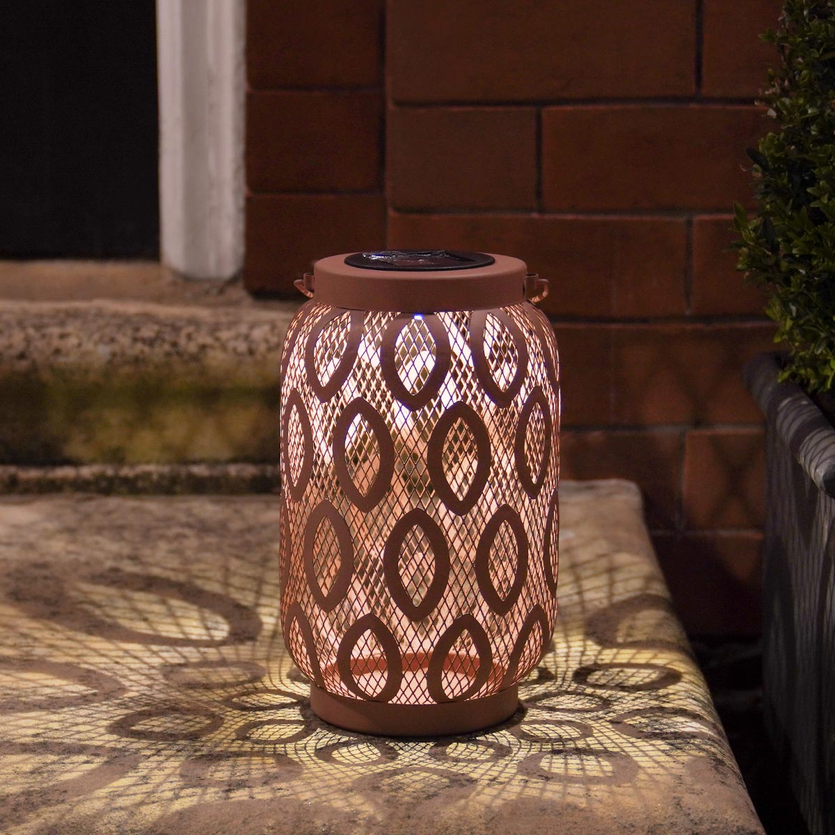 26cm Solar Metal Hanging Table Lantern, White, Warm White and Colour Changing LEDs