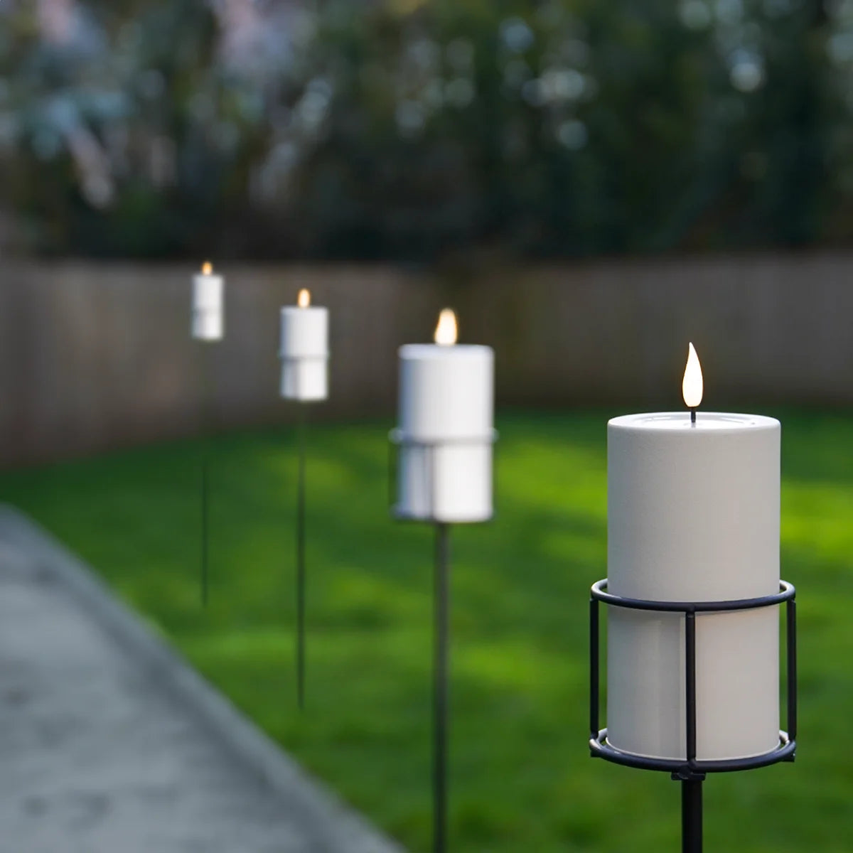 Metal Garden Stake with Cream Ember™ Outdoor Candle