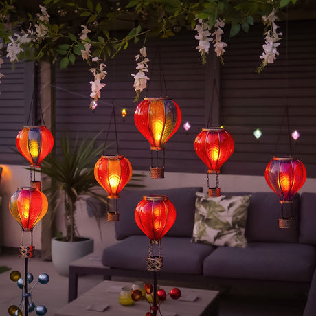 Solar Cool Flame Balloon Wind Spinner Stake Light and Lantern