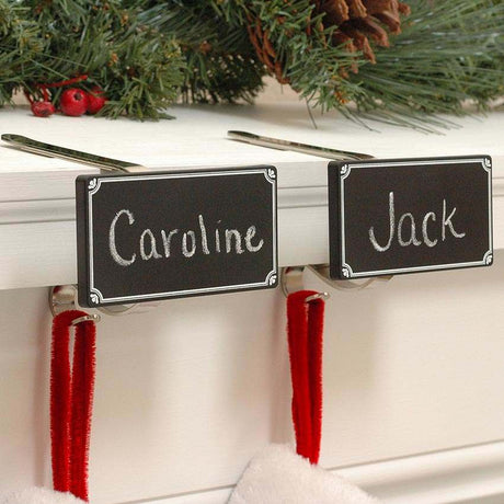 Personalised Mantle Clips with Chalkboard, 2 Pack